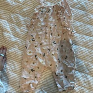 Wild Wawa Floral Baby Romper with Ruffle Sleeves with hat